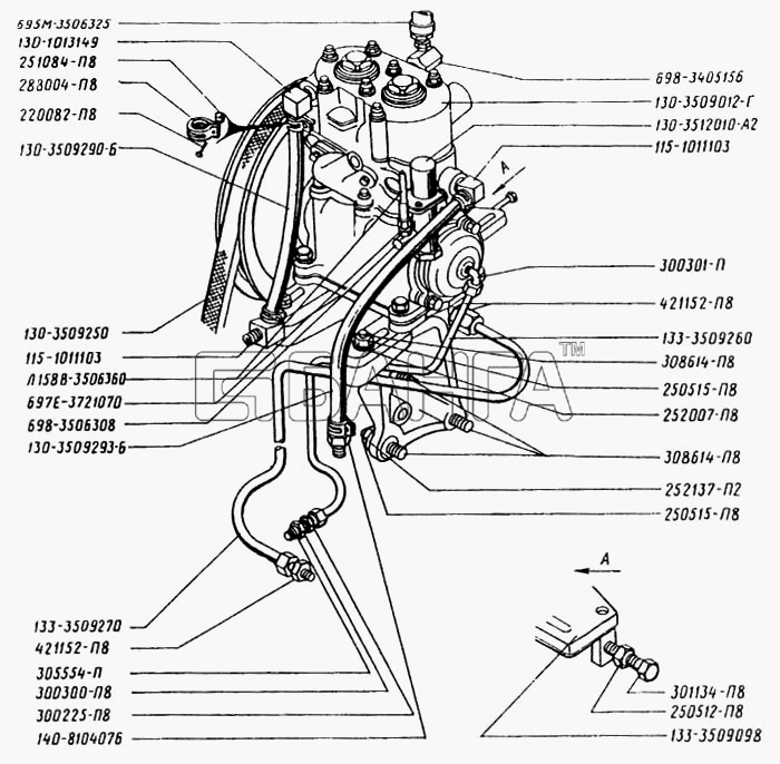 ЛАЗ ЛАЗ 699Р Схема Детали установки компрессора-129 banga.ua