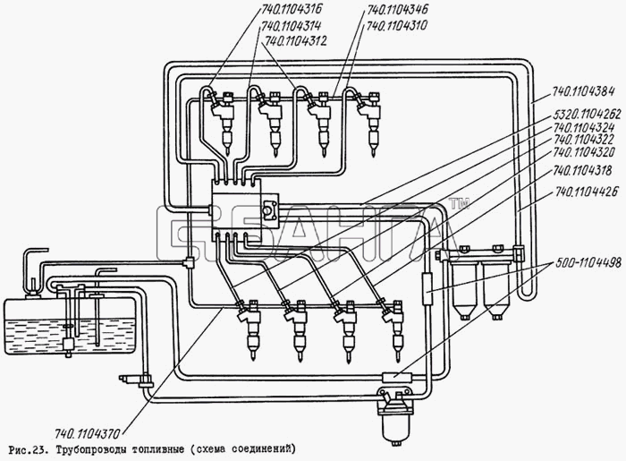 ЛиАЗ ЛиАЗ 5256 Схема Трубопроводы топливные (схема соединений)-84