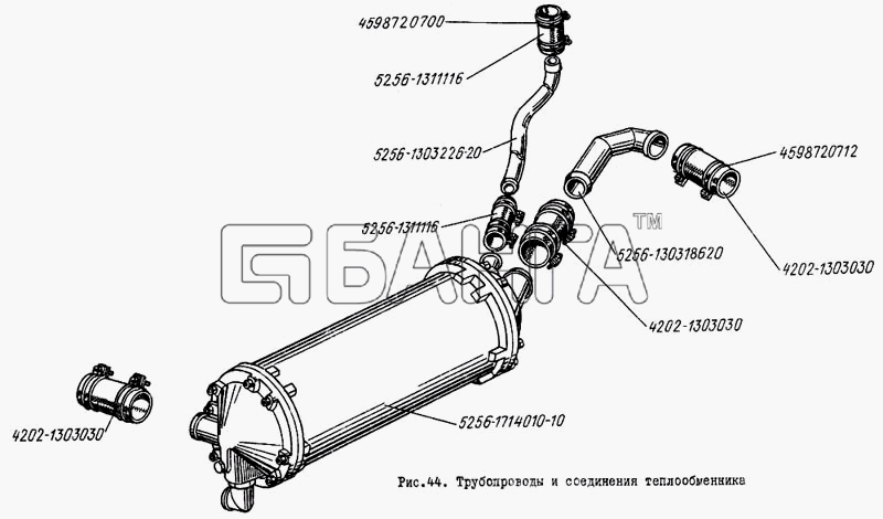 ЛиАЗ ЛиАЗ 5256 Схема Трубопроводы и соединения теплообменника-108