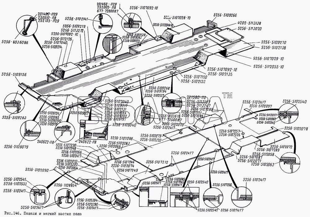 ЛиАЗ ЛиАЗ 5256 Схема Панели и мягкий настил пола-4 banga.ua
