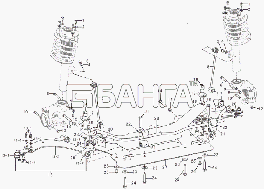 Lifan LF-7130A1 Breez 1 3 Схема Front suspension-31 banga.ua