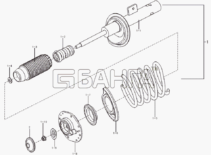 Lifan LF-7130A1 Breez 1 3 Схема Front shock absorber-32 banga.ua