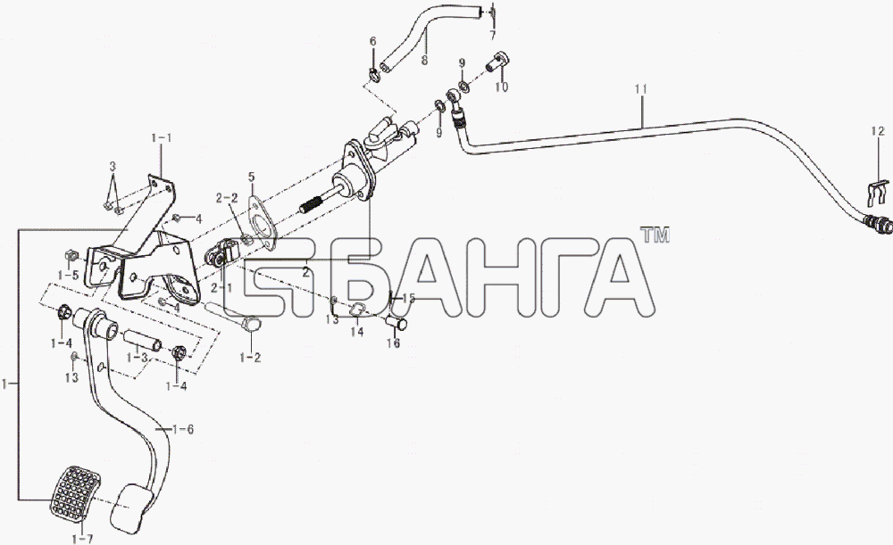 Lifan LF-7160L1 Breez 1 6 Схема Clutch mechanism-39 banga.ua
