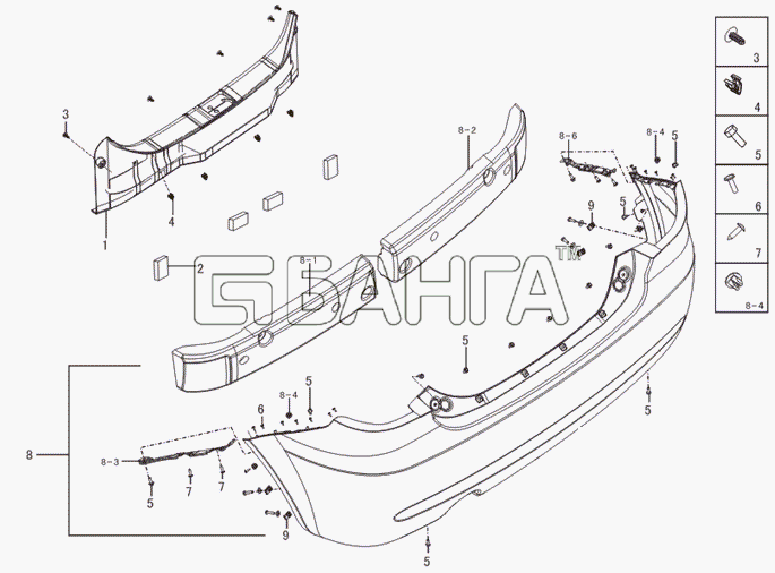 Lifan LF-LF7161A Breez 1 6H Схема Rear cowl attachment(lower)-123