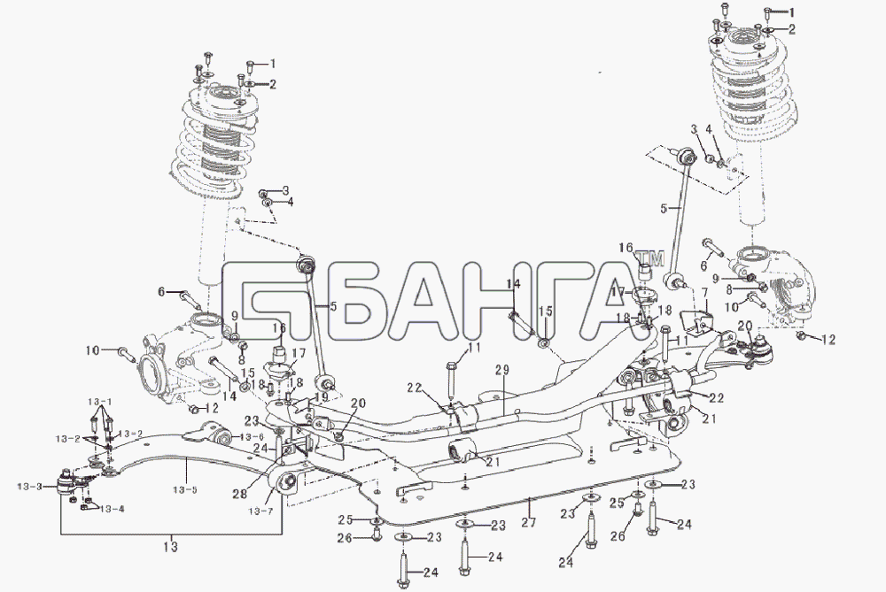 Lifan LF-LF7161A Breez 1 6H Схема Front suspension-33 banga.ua