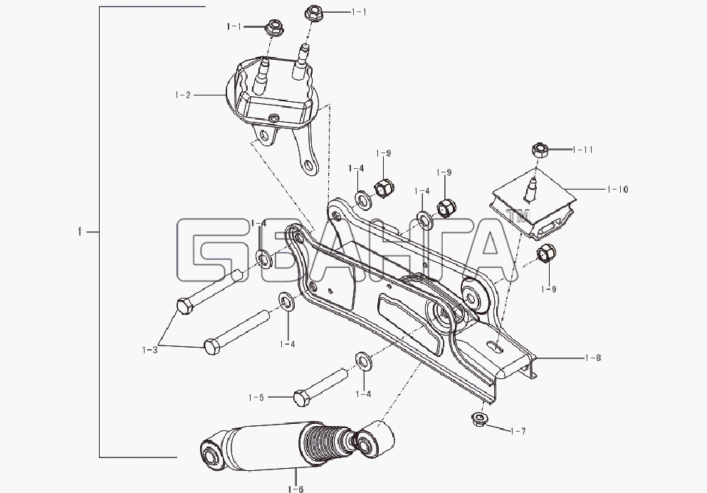 Lifan LF-LF7161A Breez 1 6H Схема Rear axle bracket-36 banga.ua