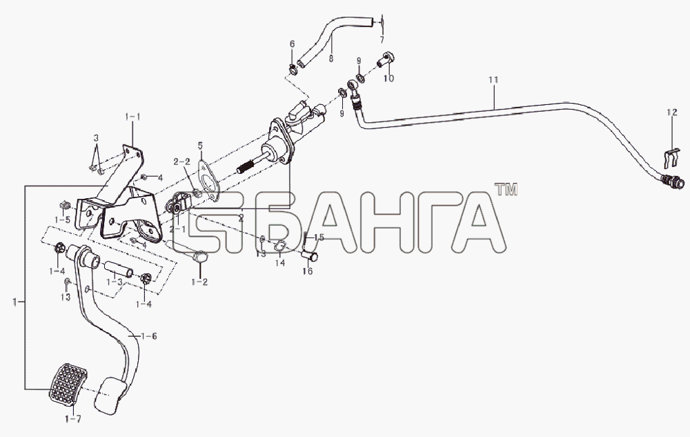 Lifan LF-LF7161A Breez 1 6H Схема Clutch mechanism-39 banga.ua