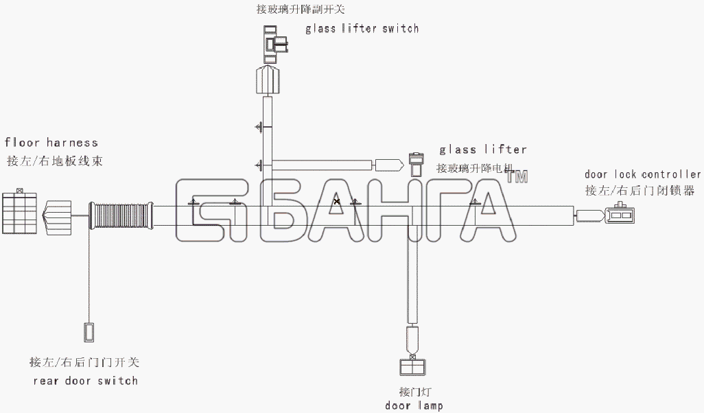 Lifan LF-LF7161A Breez 1 6H Схема Rear door harness-77 banga.ua