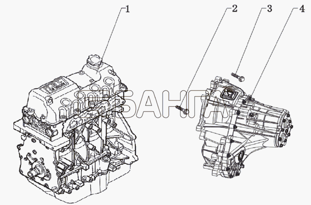 Lifan LF-7162 Solano Схема Engine-Transmission-3 banga.ua