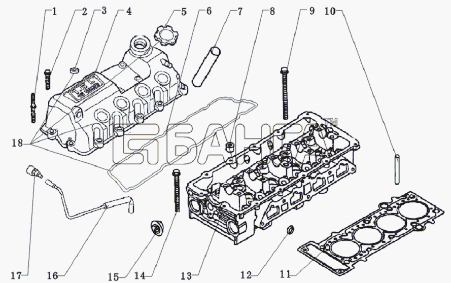 Lifan LF-7162 Solano Схема Cylinder head-4 banga.ua