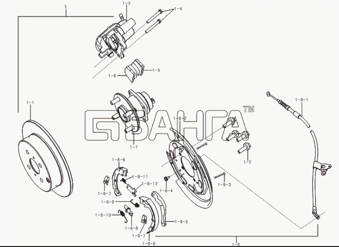 Lifan LF-7162 Solano Схема Rear brake-44 banga.ua