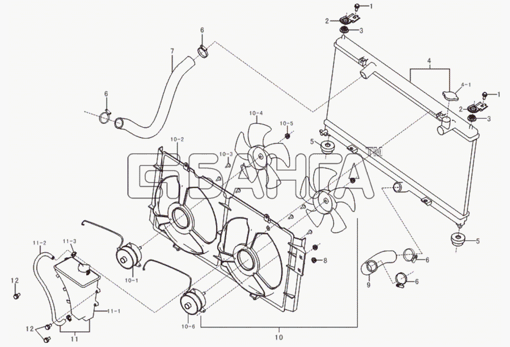 Lifan LF-7162 Solano Схема Radiator (for Tritec engine)-45 banga.ua