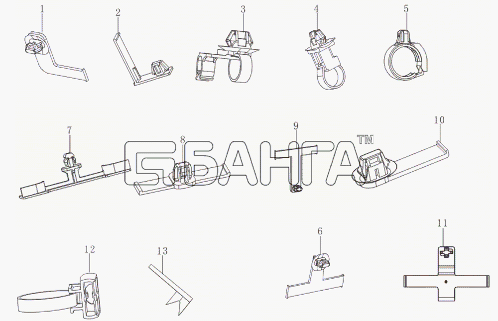 Lifan LF-7162 Solano Схема Harness clamps-70 banga.ua
