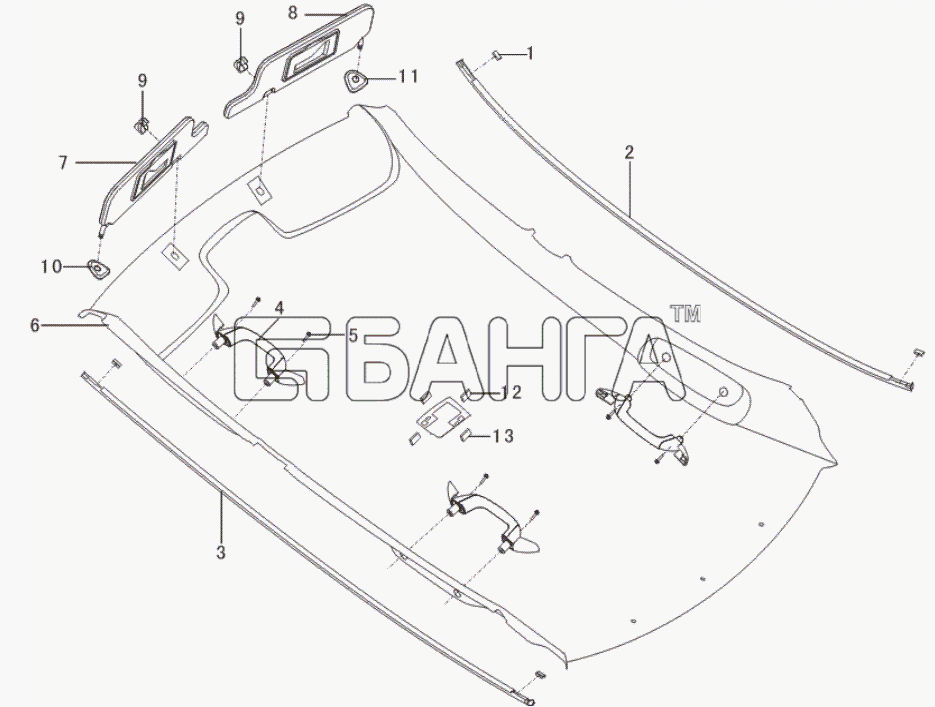 Lifan LF-7162 Solano Схема Roof attachment-88 banga.ua