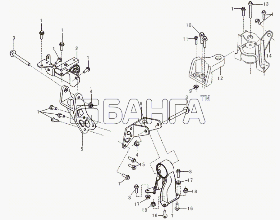Lifan LF-7162C Solano Схема Engine suspension (for LF481 engine)-32