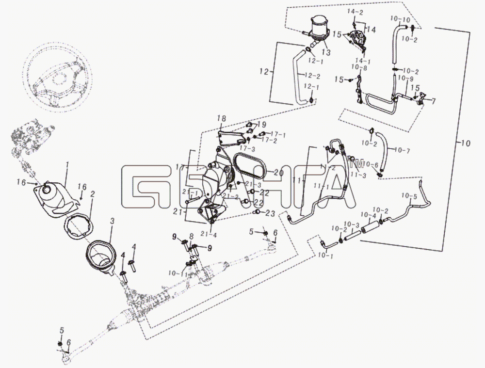 Lifan LF-7162C Solano Схема Steering system (for LF481 engine)-40