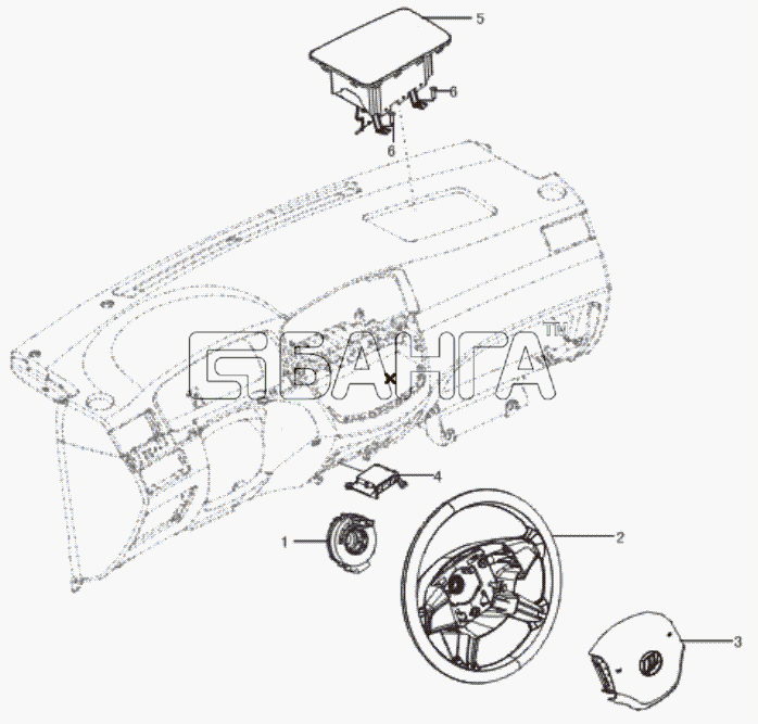 Lifan LF-7162C Solano Схема Steering wheel and Airbag-87 banga.ua