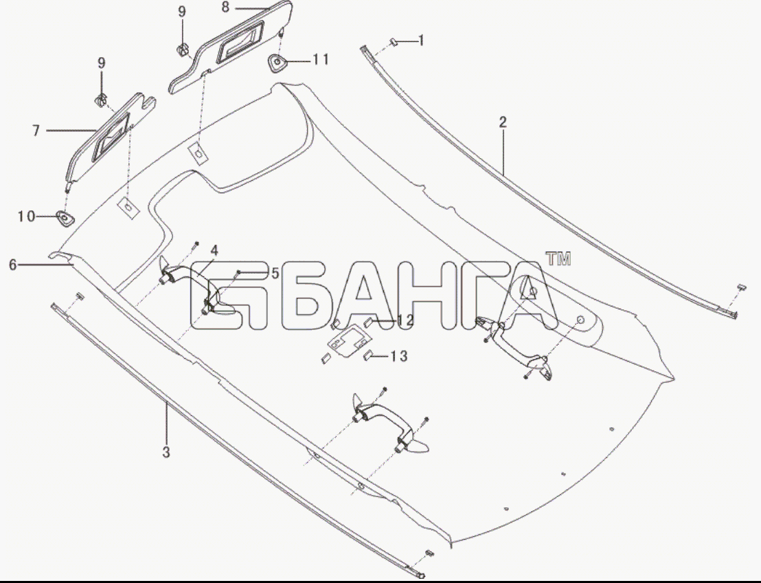 Lifan LF-7162C Solano Схема Roof attachment-93 banga.ua