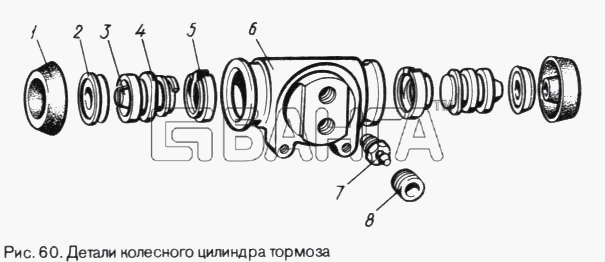 ЛуАЗ ЛуАЗ 969М Схема Детали колесного цилиндра тормоза-113 banga.ua