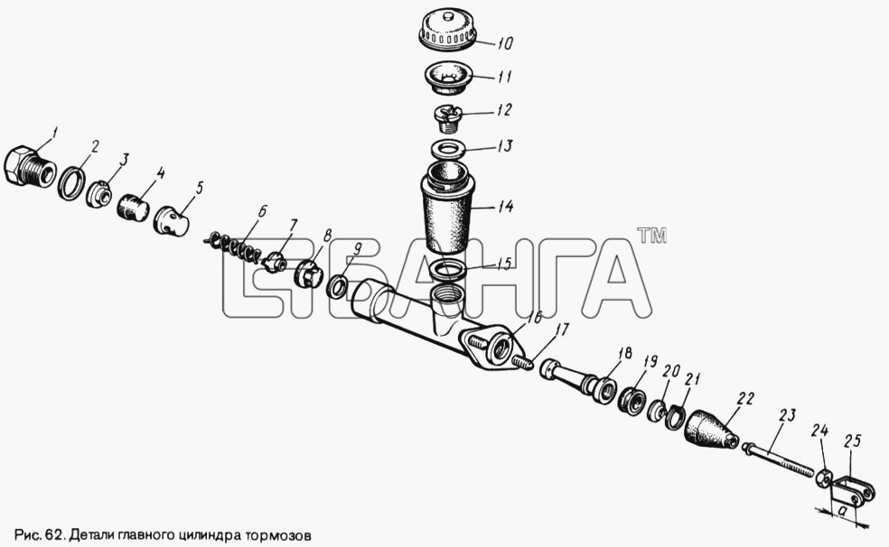 ЛуАЗ ЛуАЗ 969М Схема Детали главного цилиндра тормозов-115 banga.ua