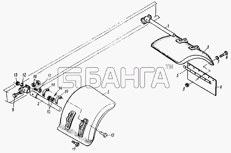 МАЗ МАЗ-3PP59 Схема Установка брызговиков-44 banga.ua