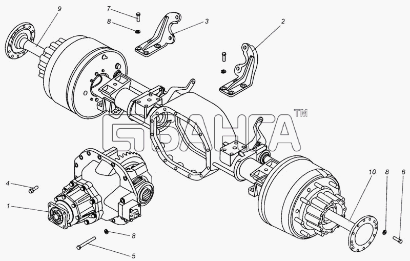 МАЗ МАЗ-437040 Схема Установка редуктора-85 banga.ua