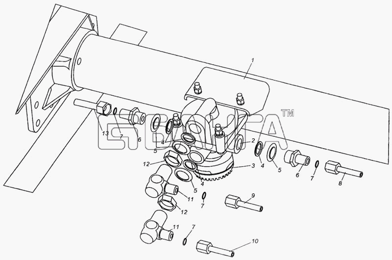 МАЗ МАЗ-437040 Схема Установка ускорительного клапана и banga.ua