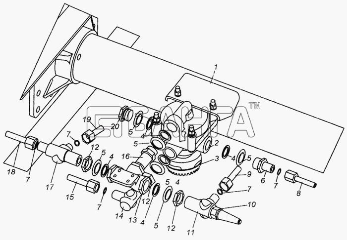 МАЗ МАЗ-437040 Схема Установка ускорительного клапана и banga.ua
