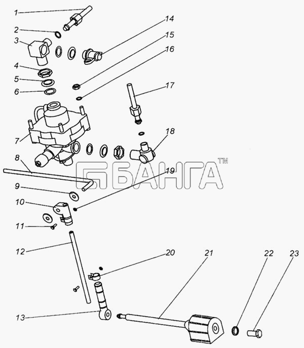 МАЗ МАЗ-437040 Схема Регулятор тормозных сил с присоединительной