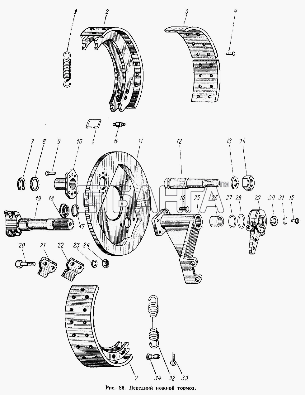 МАЗ МАЗ-503А Схема Передний ножной тормоз-136 banga.ua