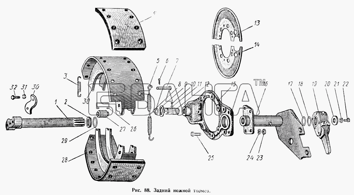 МАЗ МАЗ-503А Схема Задний ножной тормоз-138 banga.ua