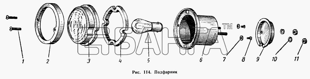 МАЗ МАЗ-503А Схема Подфарник-166 banga.ua