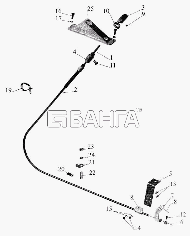 МАЗ МАЗ-5336 Схема Привод останова двигателя-64 banga.ua