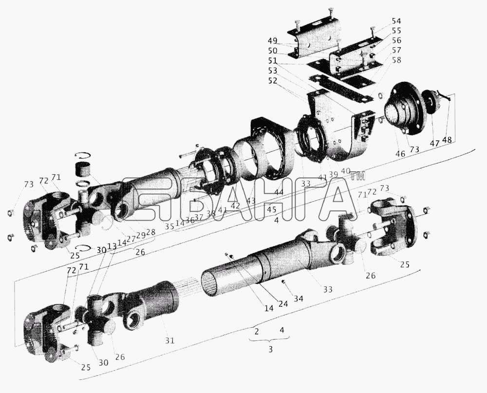 МАЗ МАЗ-5336 Схема Карданные передачи-113 banga.ua