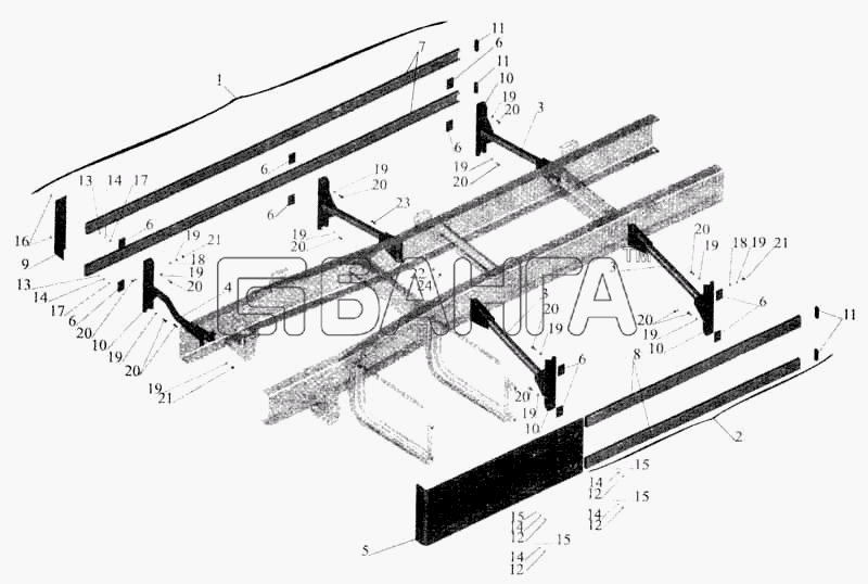 МАЗ МАЗ-5336 Схема Установка бокового ограждения banga.ua