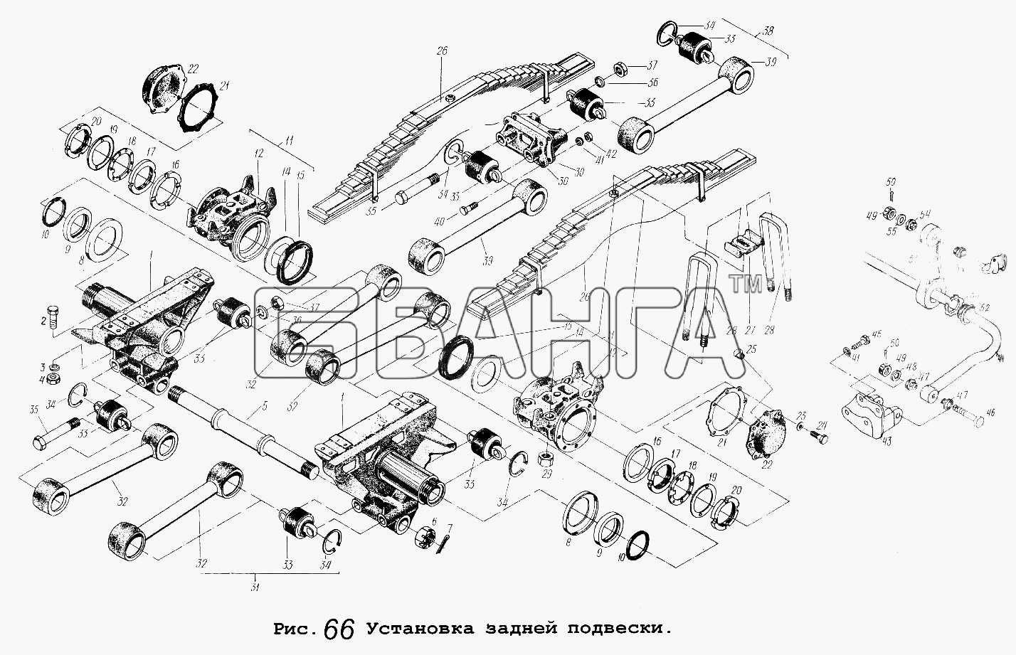 МАЗ МАЗ-64229 Схема Установка задней подвески-108 banga.ua
