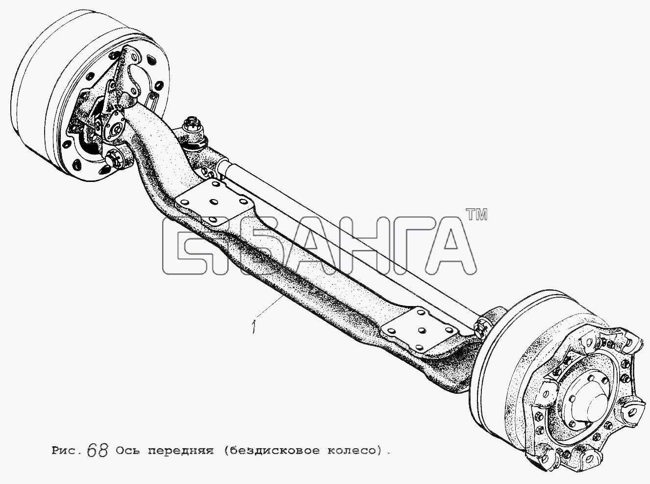 МАЗ МАЗ-64229 Схема Ось передняя (бездисковое колесо)-111 banga.ua