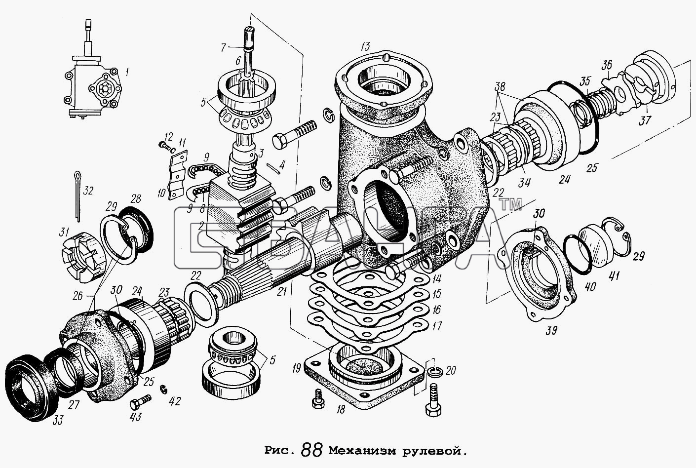 МАЗ Общий (см. мод-ции) Схема Механизм рулевой-157 banga.ua