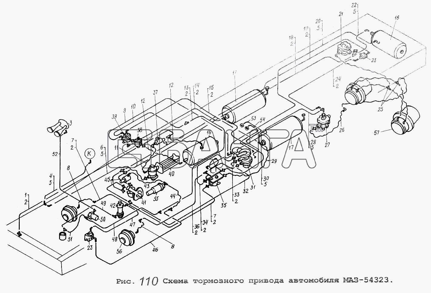 МАЗ МАЗ-64229 Схема Схема тормозного привода автомобиля banga.ua
