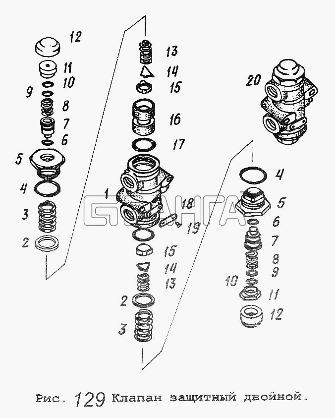 МАЗ Общий (см. мод-ции) Схема Клапан защитный двойной-204 banga.ua