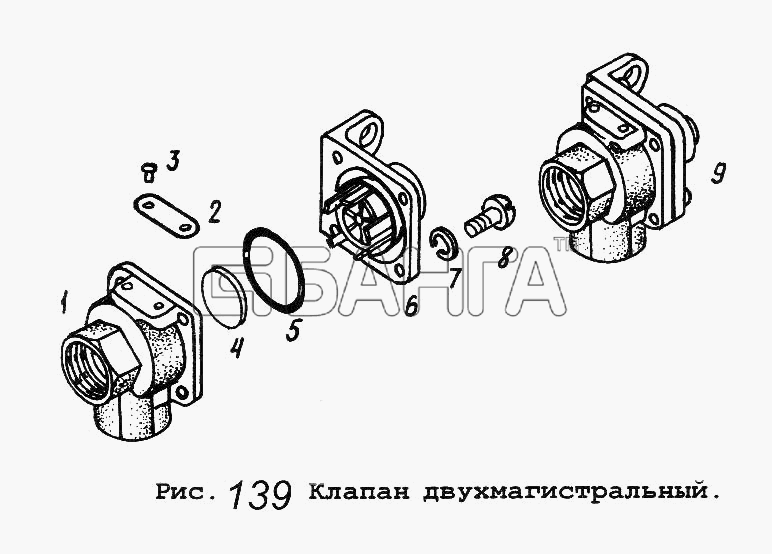 МАЗ МАЗ-5551 Схема Клапан двухмагистральный-185 banga.ua