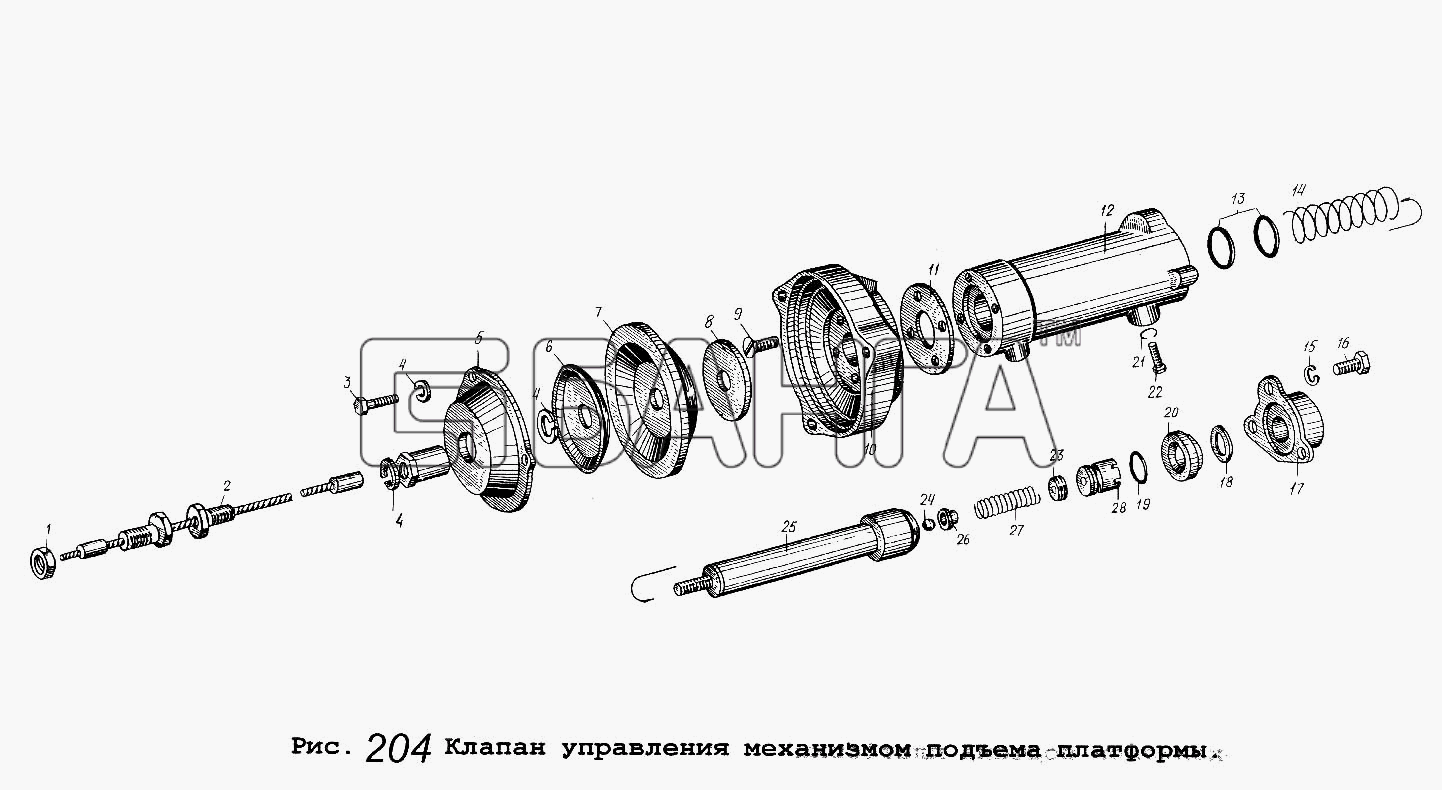 МАЗ МАЗ-64229 Схема Клапан управления механизмом подъема banga.ua