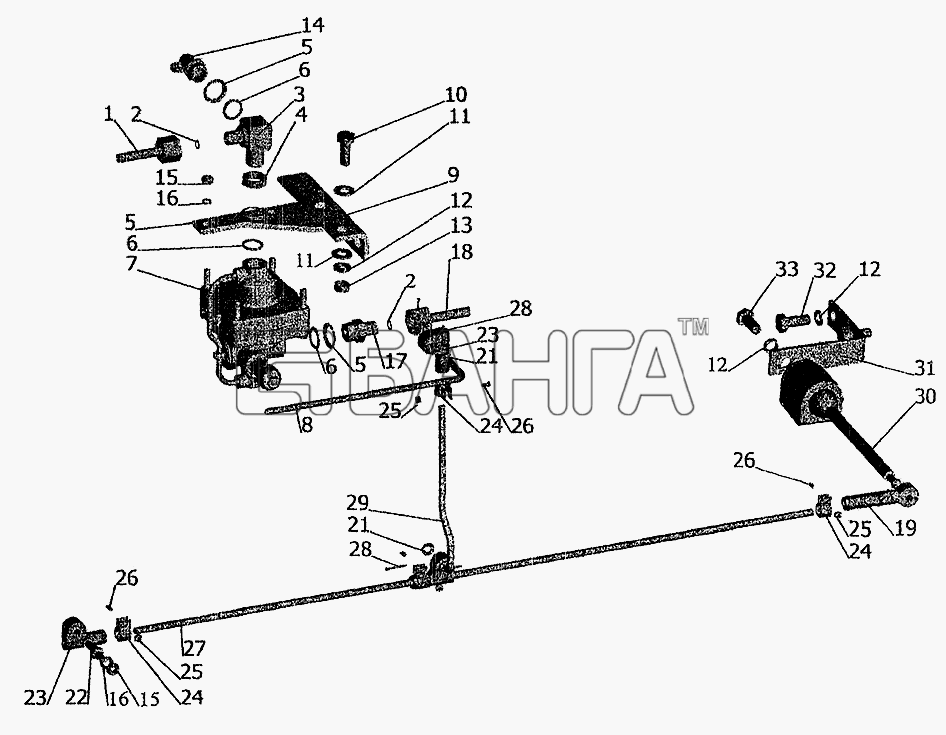 МАЗ МАЗ-5337 (2005) Схема Регулятор тормозных сил с присоединительной