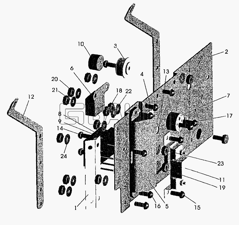 МАЗ МАЗ-5337 (2005) Схема Панель блоков предохранителей и реле-211