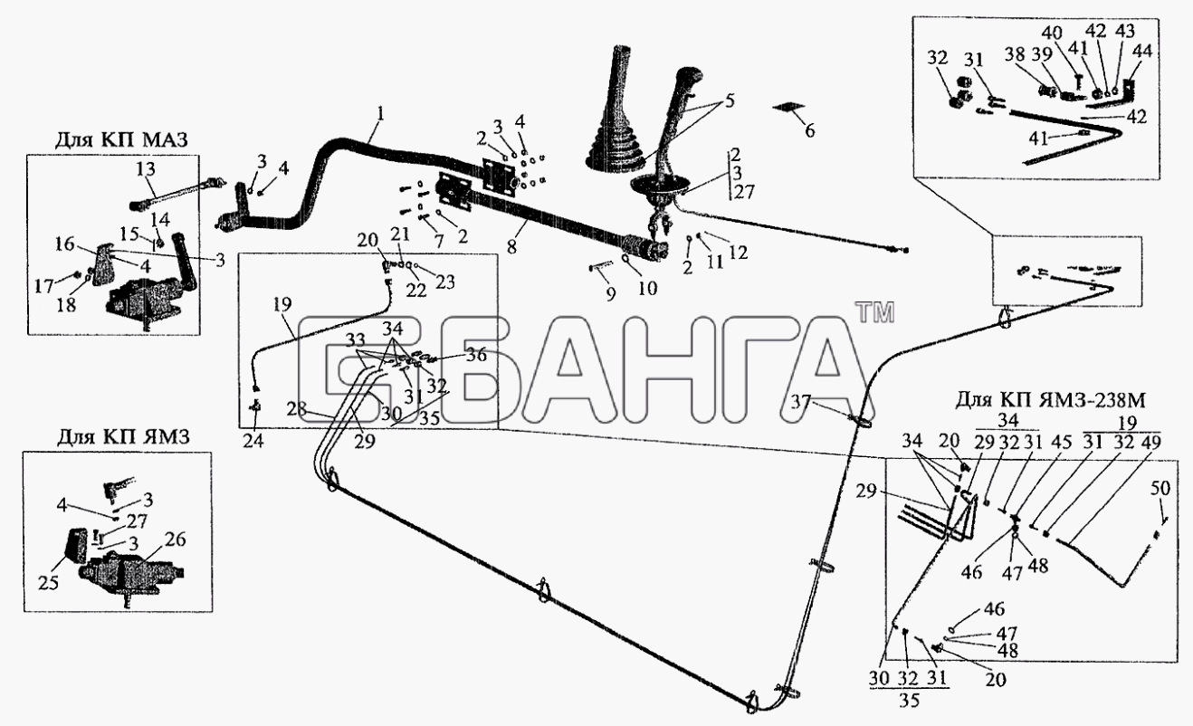 МАЗ МАЗ-5337 (2005) Схема Установка привода управления коробкой