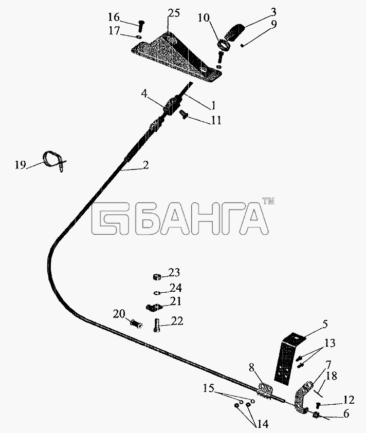 МАЗ МАЗ-5337 (2005) Схема Привод останова двигателя-9 banga.ua