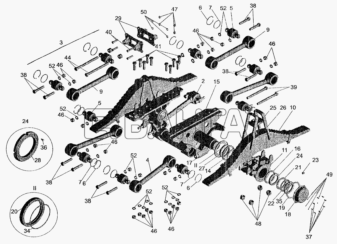 МАЗ МАЗ-5337 (2005) Схема Подвеска балансирная автомобилей МАЗ-630308