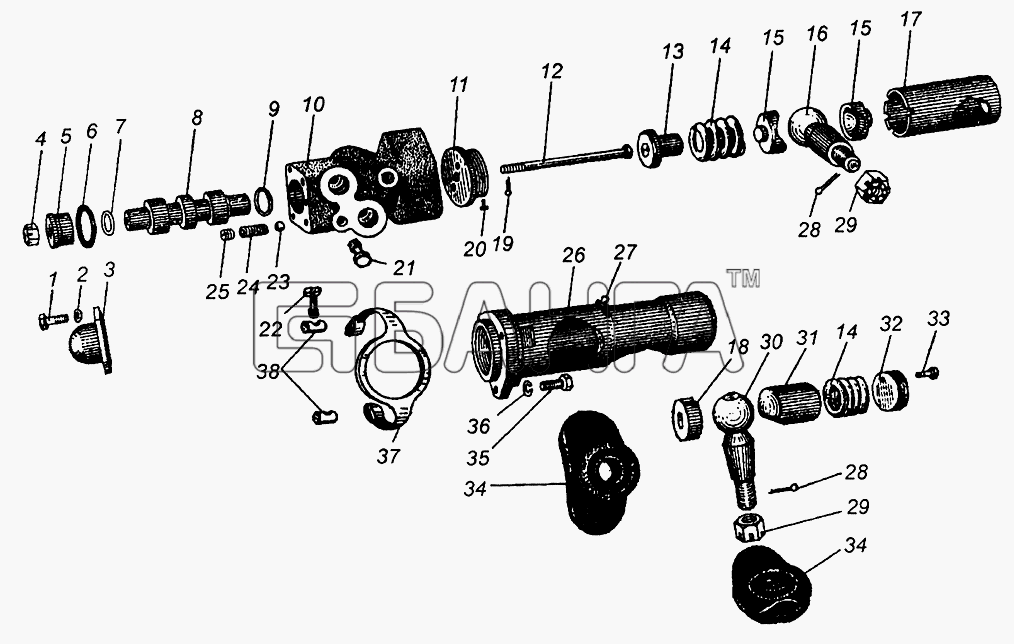 МАЗ МАЗ-5429 Схема Распределитель гидроусилителя рулевого banga.ua
