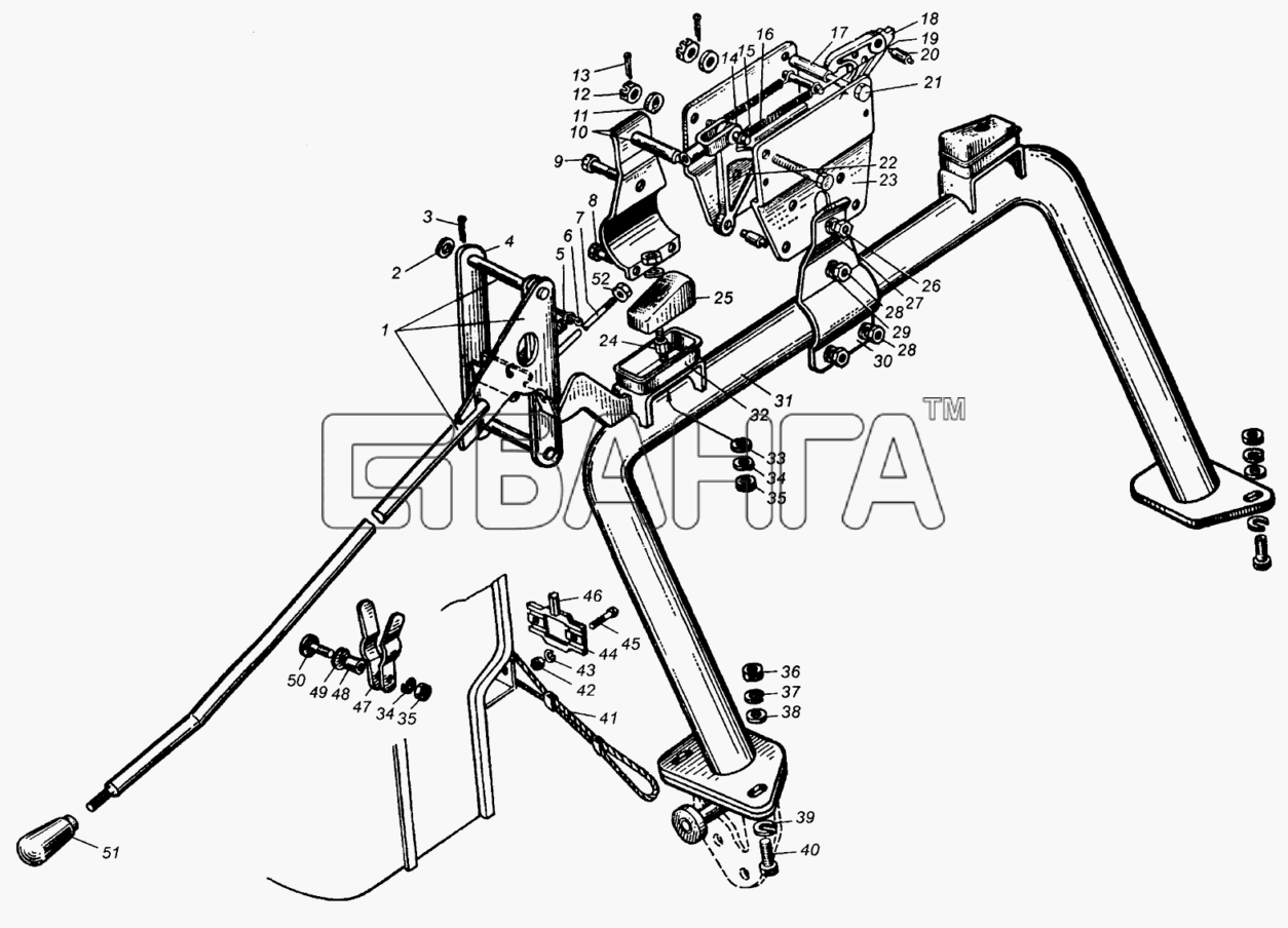 МАЗ МАЗ-5429 Схема Механизм кабины запорный-183 banga.ua