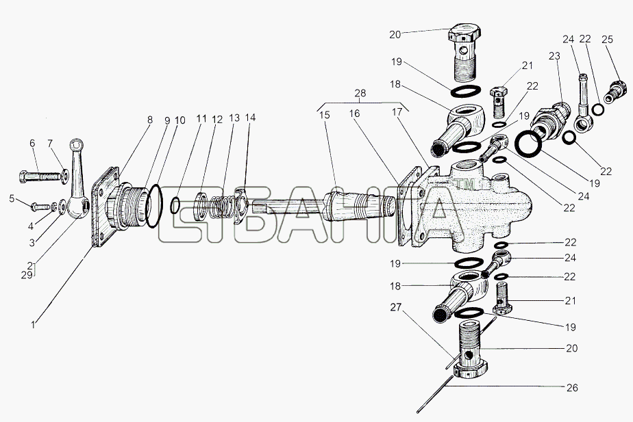 МАЗ МАЗ-543 (7310) Схема Топливораспределительный кран-69 banga.ua